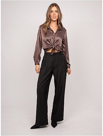 Camicia satinata a righe metallizzate orona