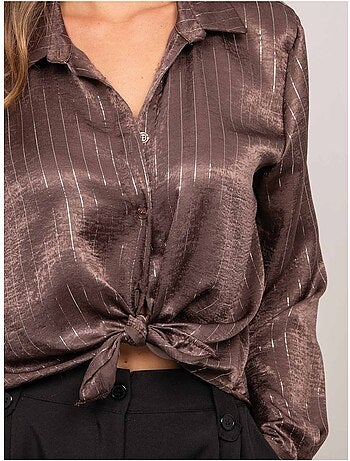 Camicia satinata a righe metallizzate orona
