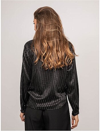 Camicia satinata a righe metallizzate orona
