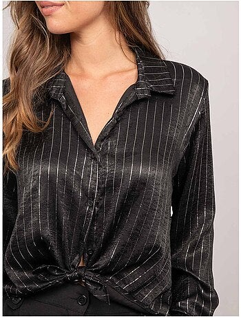 Camicia satinata a righe metallizzate orona