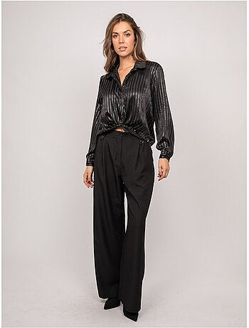Camicia satinata a righe metallizzate orona