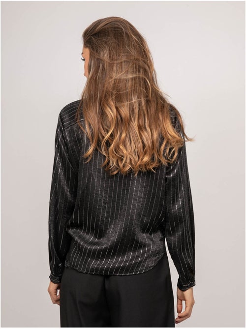 Camicia satinata a righe metallizzate orona - Kiabi Camicia satinata a righe metallizzate orona - Kiabi