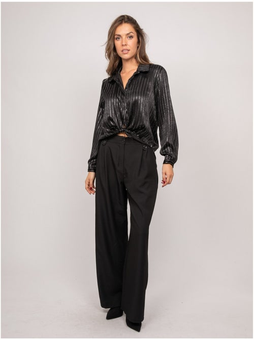 Camicia satinata a righe metallizzate orona - Kiabi Camicia satinata a righe metallizzate orona - Kiabi