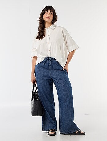 Camicia satinata con bottoni a stella marina