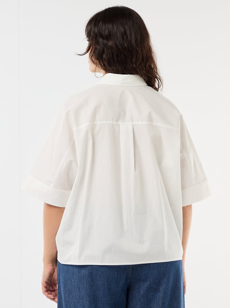 Camicia satinata con bottoni a stella marina Bianco - Kiabi