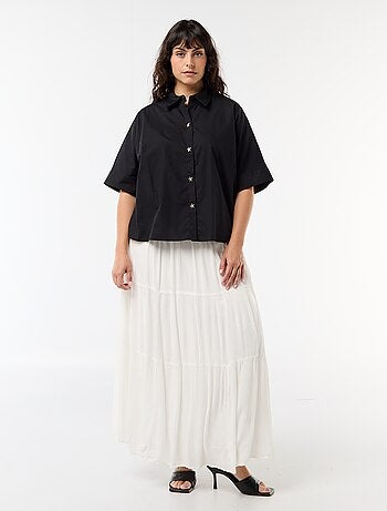 Camicia satinata con bottoni a stella marina