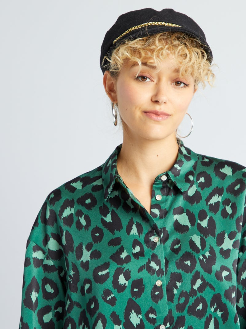 Camicia satinato con maniche lunghe VERDE - Kiabi