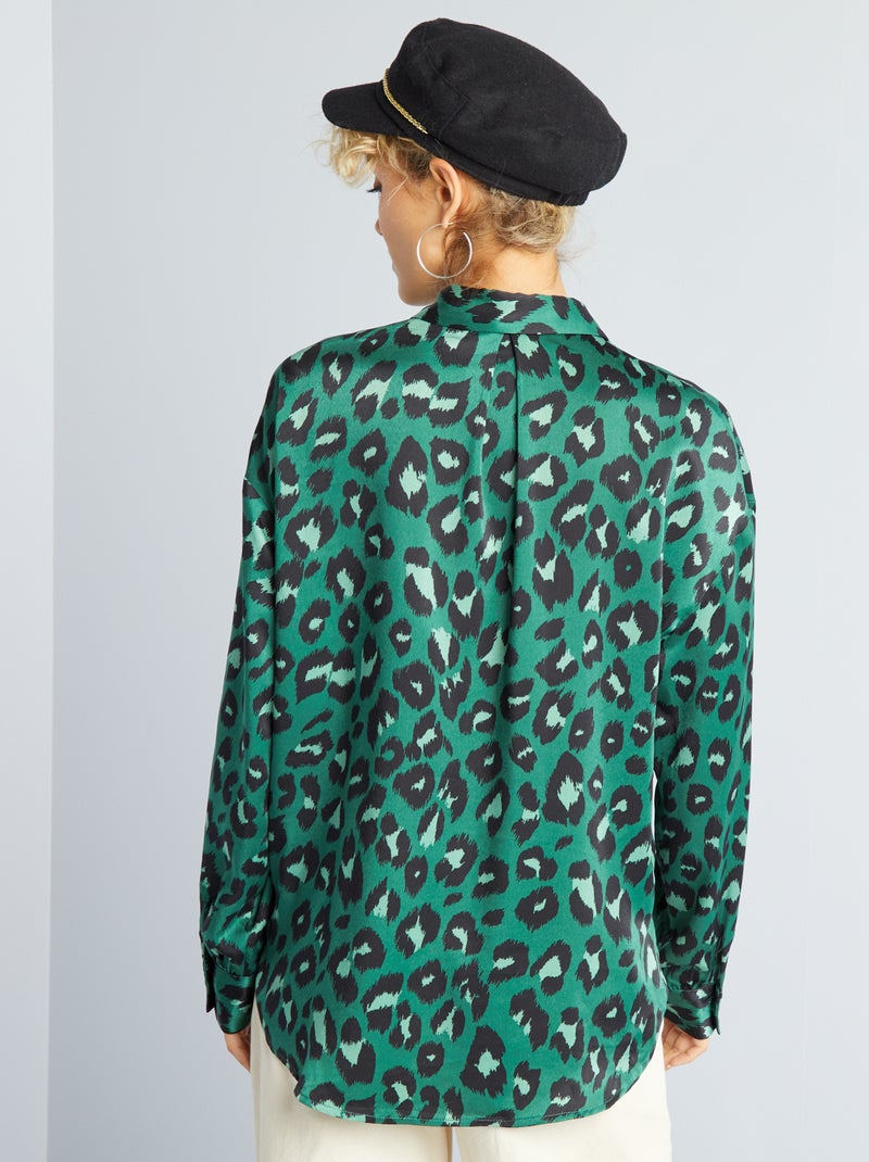 Camicia satinato con maniche lunghe VERDE - Kiabi