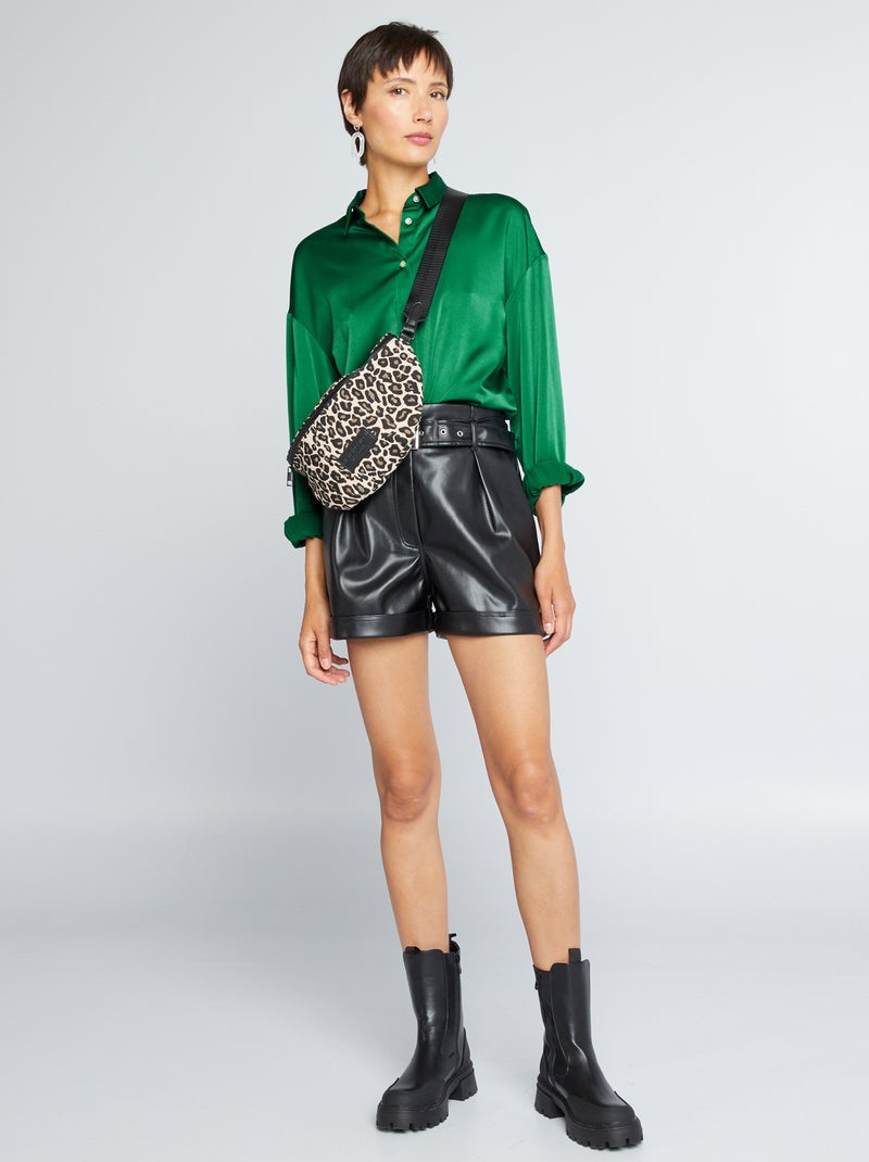 Camicia satinato con maniche lunghe Verde - Kiabi