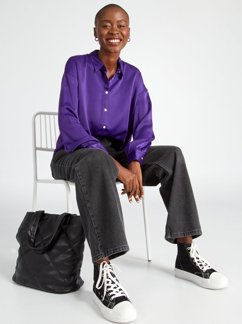 Camicia satinato con maniche lunghe VIOLA - Kiabi