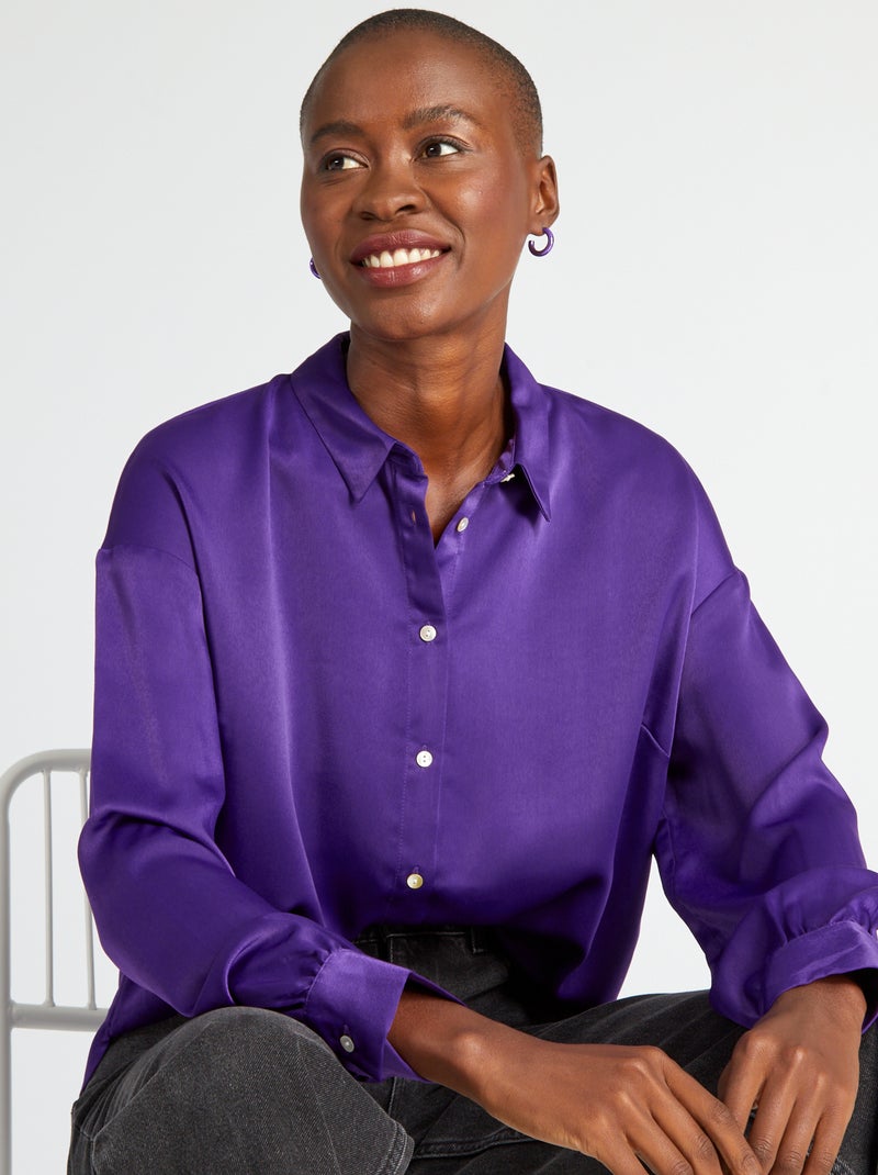 Camicia satinato con maniche lunghe VIOLA - Kiabi
