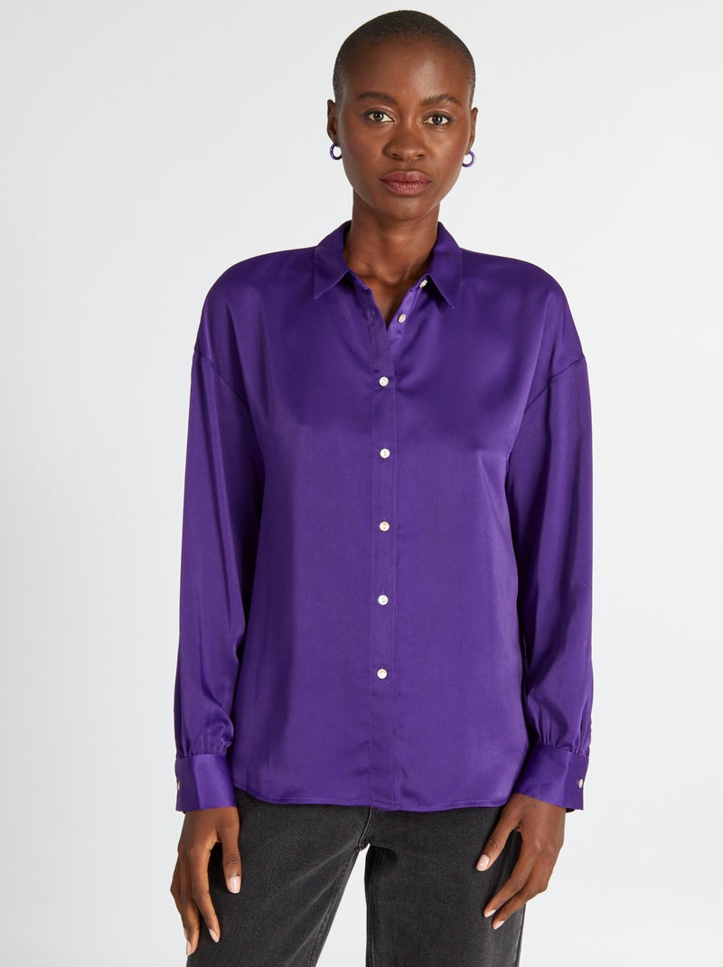 Camicia satinato con maniche lunghe VIOLA - Kiabi