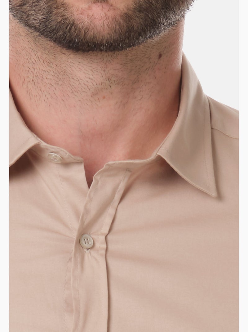 Camicia semplice a maniche lunghe Beige - Kiabi