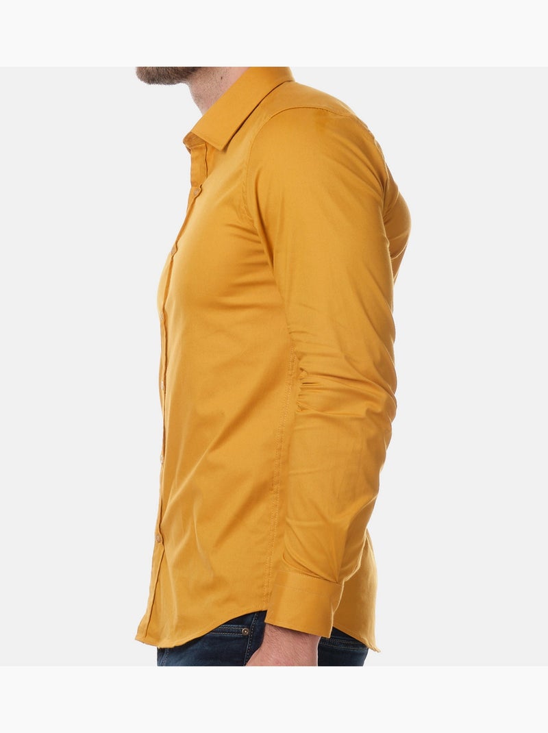 Camicia semplice a maniche lunghe Senape - Kiabi