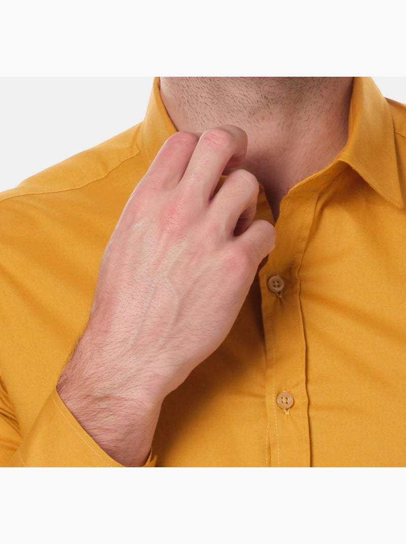 Camicia semplice a maniche lunghe Senape - Kiabi