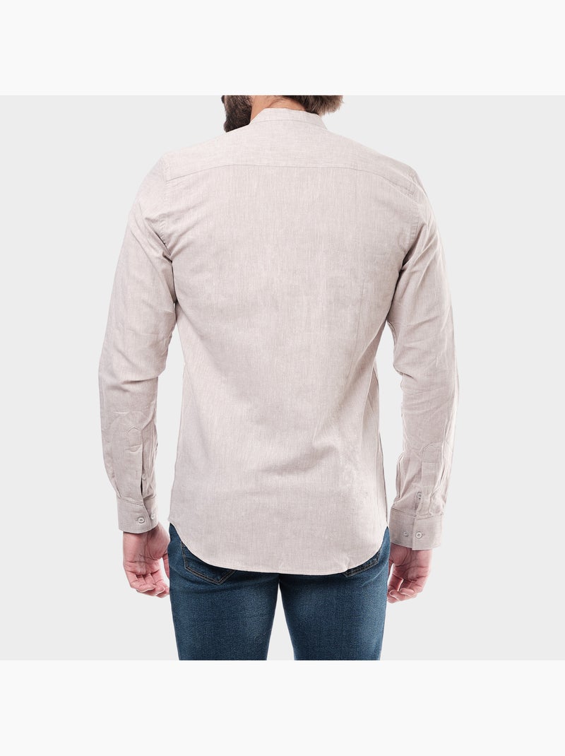 Camicia semplice con colletto alla coreana Marrone - Kiabi