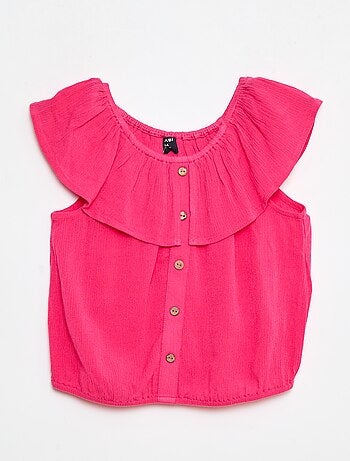 Camicia senza maniche abbottonata con volant
