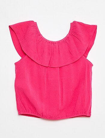 Camicia senza maniche abbottonata con volant