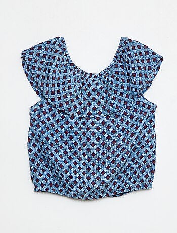 Camicia senza maniche abbottonata con volant
