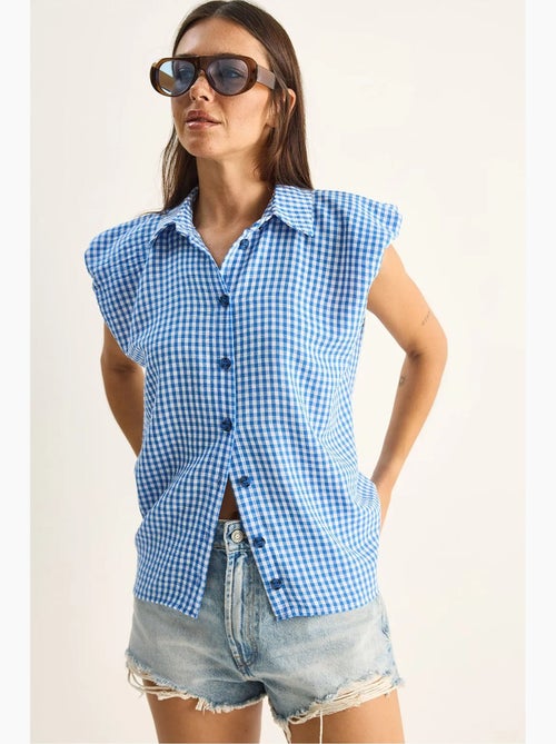 Camicia senza maniche in cotone a quadretti vichy lucci - Kiabi Camicia senza maniche in cotone a quadretti vichy lucci - Kiabi