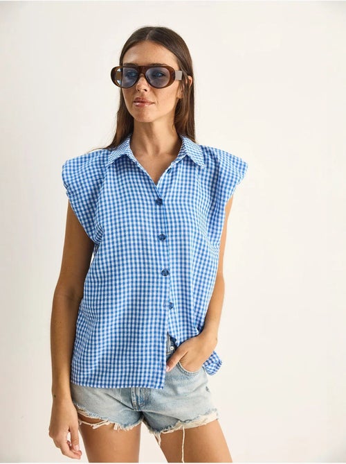 Camicia senza maniche in cotone a quadretti vichy lucci - Kiabi Camicia senza maniche in cotone a quadretti vichy lucci - Kiabi