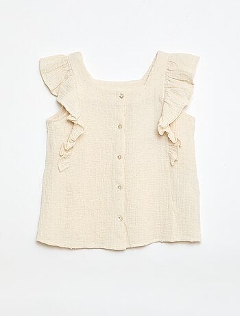 Camicia senza maniche in doppia garza di cotone