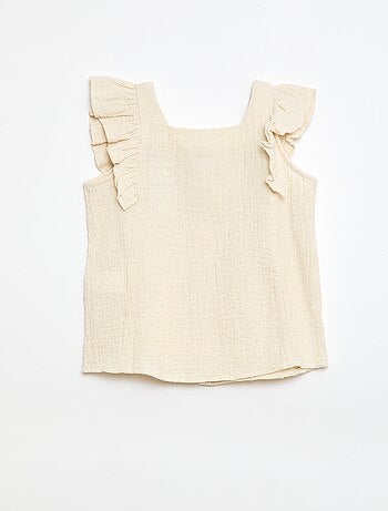 Camicia senza maniche in doppia garza di cotone