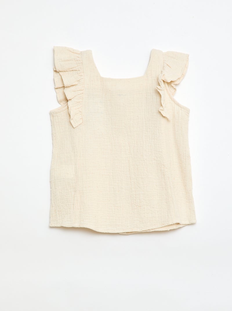 Camicia senza maniche in doppia garza di cotone Bianco - Kiabi
