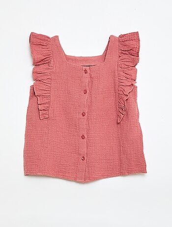 Camicia senza maniche in doppia garza di cotone