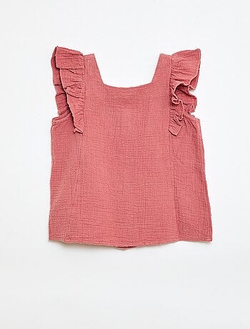 Camicia senza maniche in doppia garza di cotone