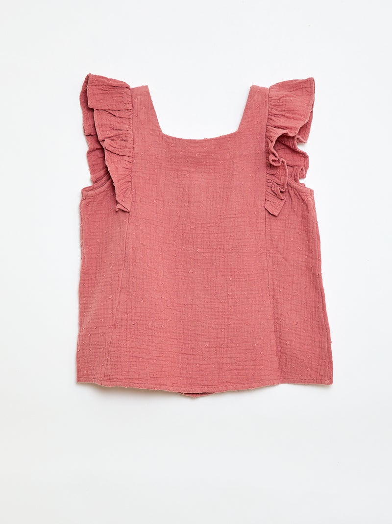 Camicia senza maniche in doppia garza di cotone Rosa - Kiabi