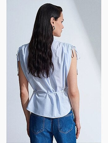 Camicia senza maniche in popeline di cotone a righe dilvin