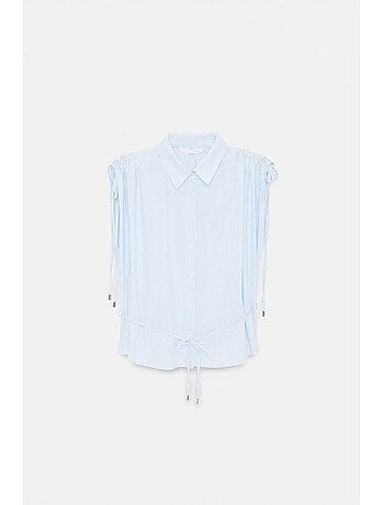 Camicia senza maniche in popeline di cotone a righe dilvin