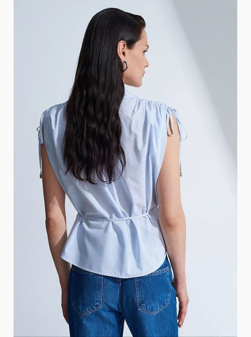 Camicia senza maniche in popeline di cotone a righe dilvin - Kiabi Camicia senza maniche in popeline di cotone a righe dilvin - Kiabi