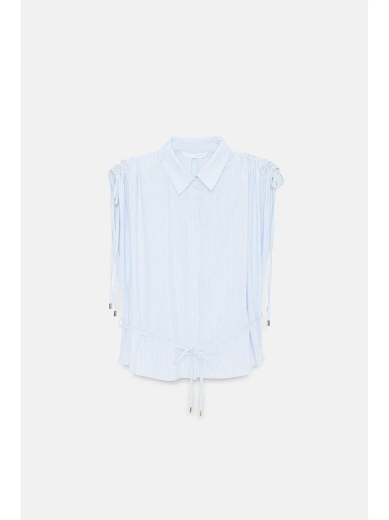 Camicia senza maniche in popeline di cotone a righe dilvin Blu cielo - Kiabi