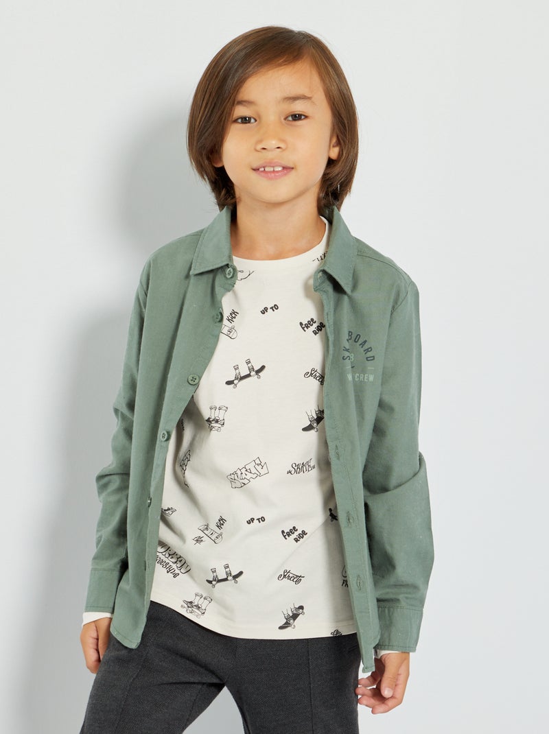 Camicia 'skateboard' in cotone KAKI - Kiabi