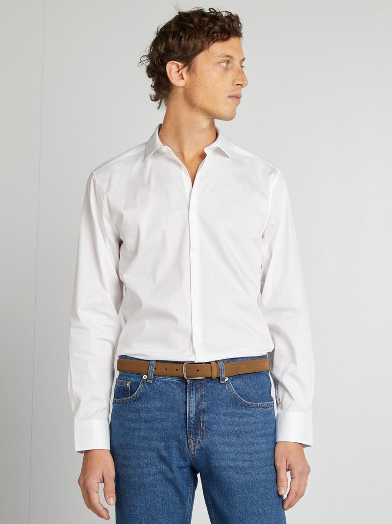 Camicia slim camicia collo italiano - camicia collo italiano - BIANCO - Kiabi