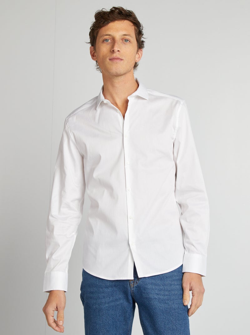 Camicia slim camicia collo italiano - camicia collo italiano - BIANCO - Kiabi