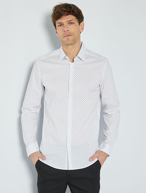 Camicia slim con motivi - BIANCO - Kiabi - 18.00€