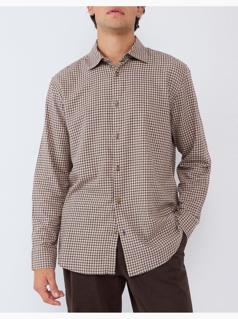 Camicia slim con motivo, mo fashion Beige - Kiabi