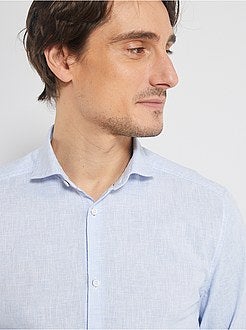 Camicia slim cotone e lino - Kiabi