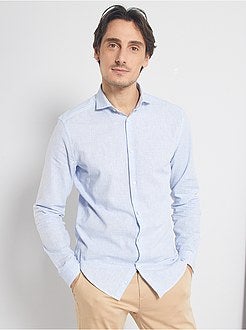 Camicia slim cotone e lino - Kiabi