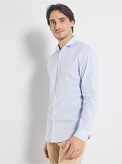 Camicia slim cotone e lino - Kiabi