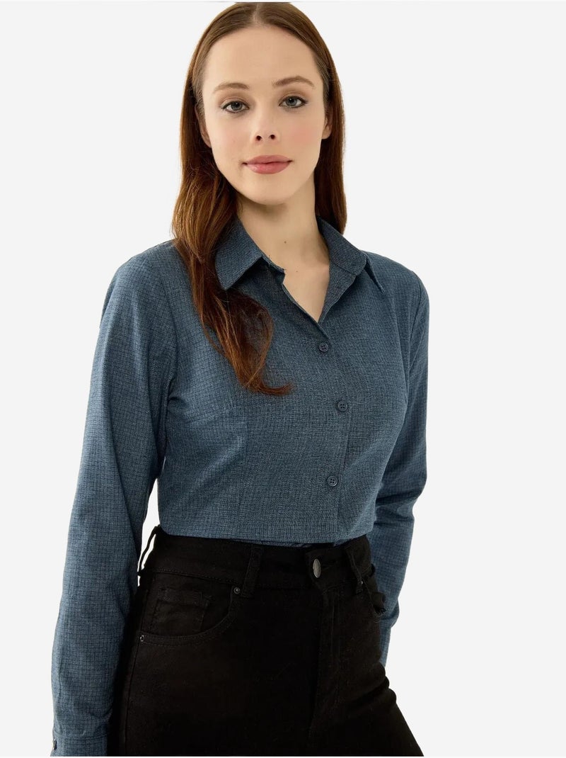 Camicia slim fit a quadri con bottoni hiccup Blu - Kiabi