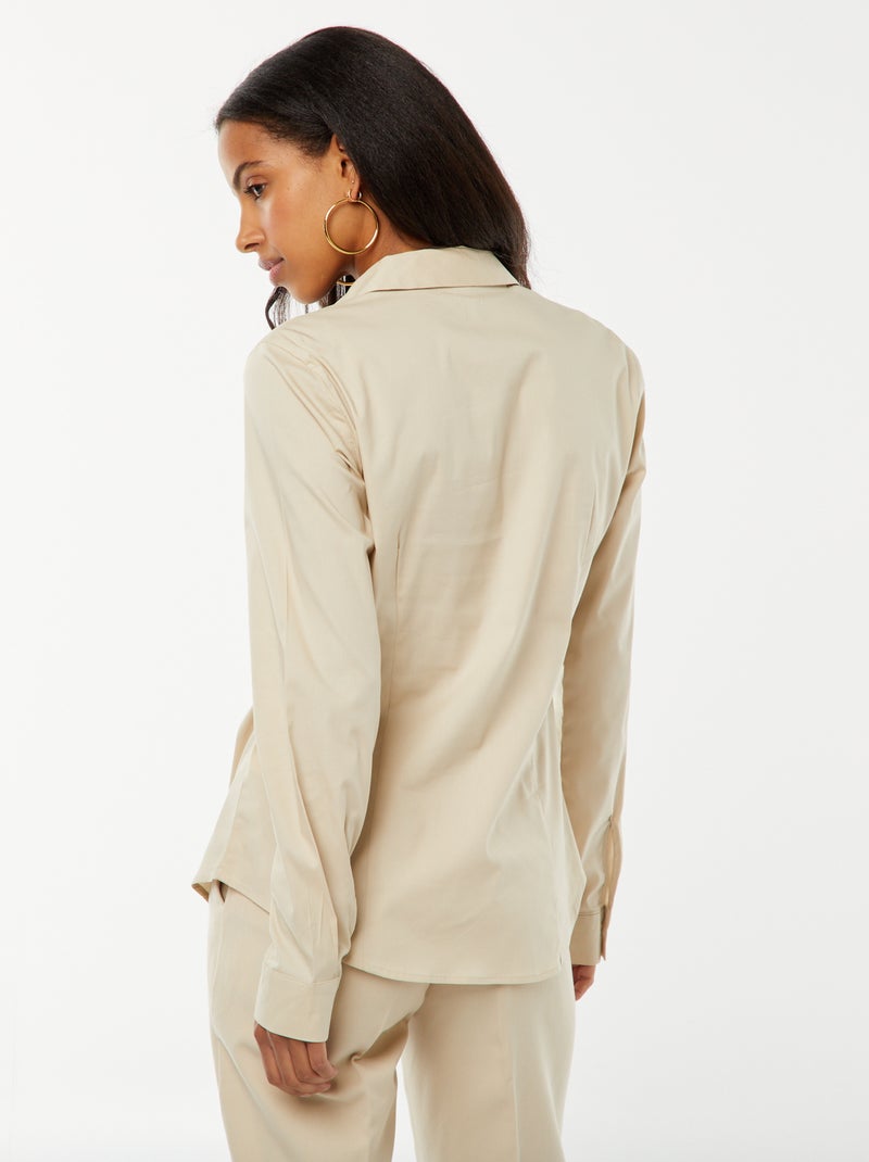 Camicia slim fit con colletto all'italiana Beige - Kiabi