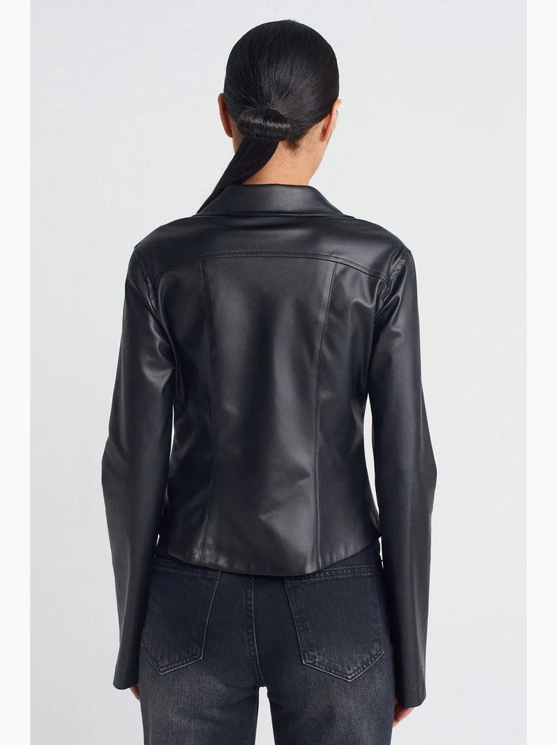 Camicia slim fit in ecopelle dilvin Nero - Kiabi