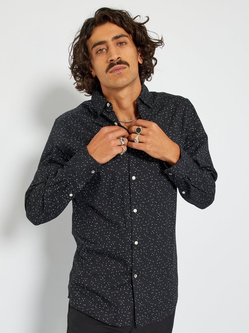 Camicia slim stampata NERO - Kiabi