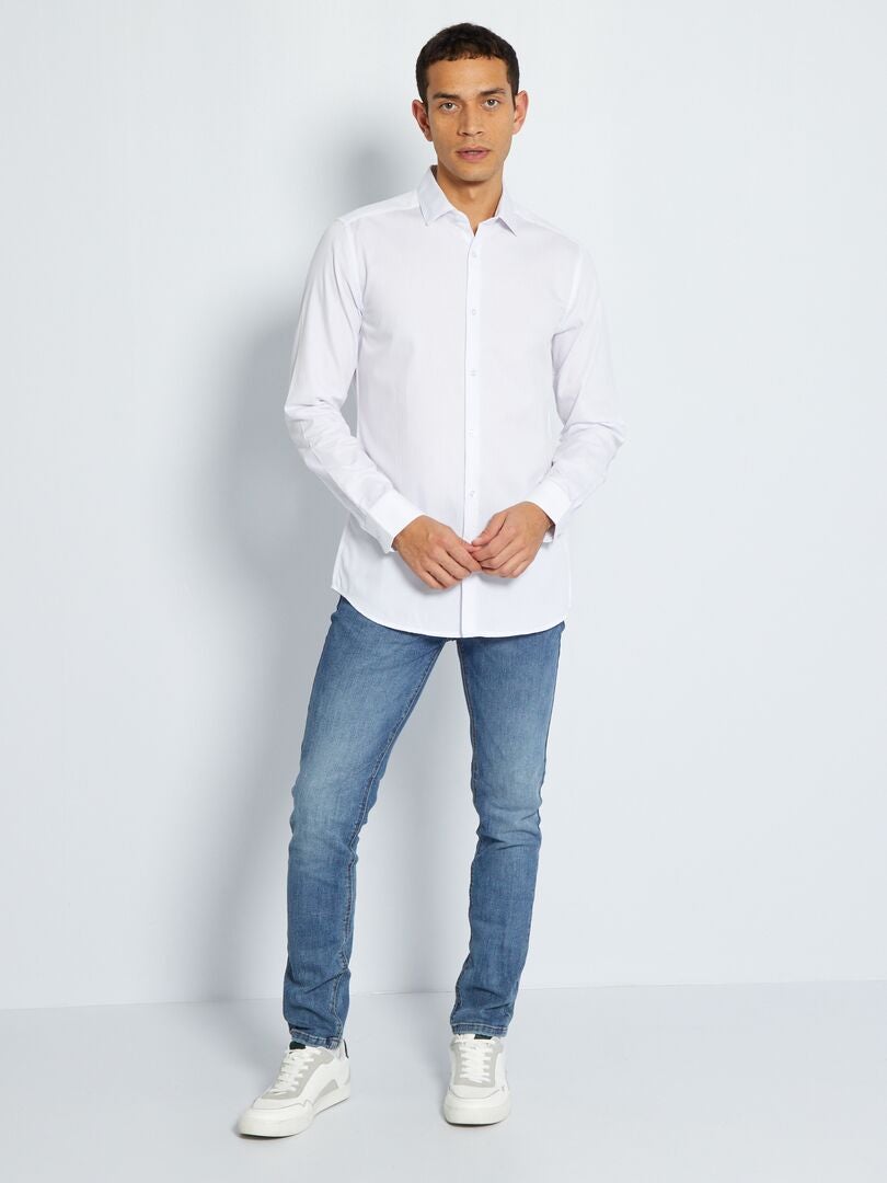 Camicia slim tinta unita Bianco - Kiabi