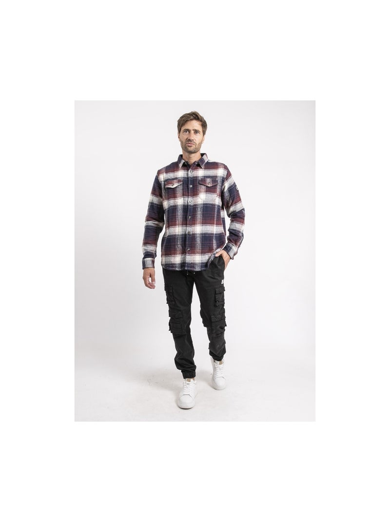 Camicia sopra maniche lunghe a quadri TARECAGE Blu marino - Kiabi