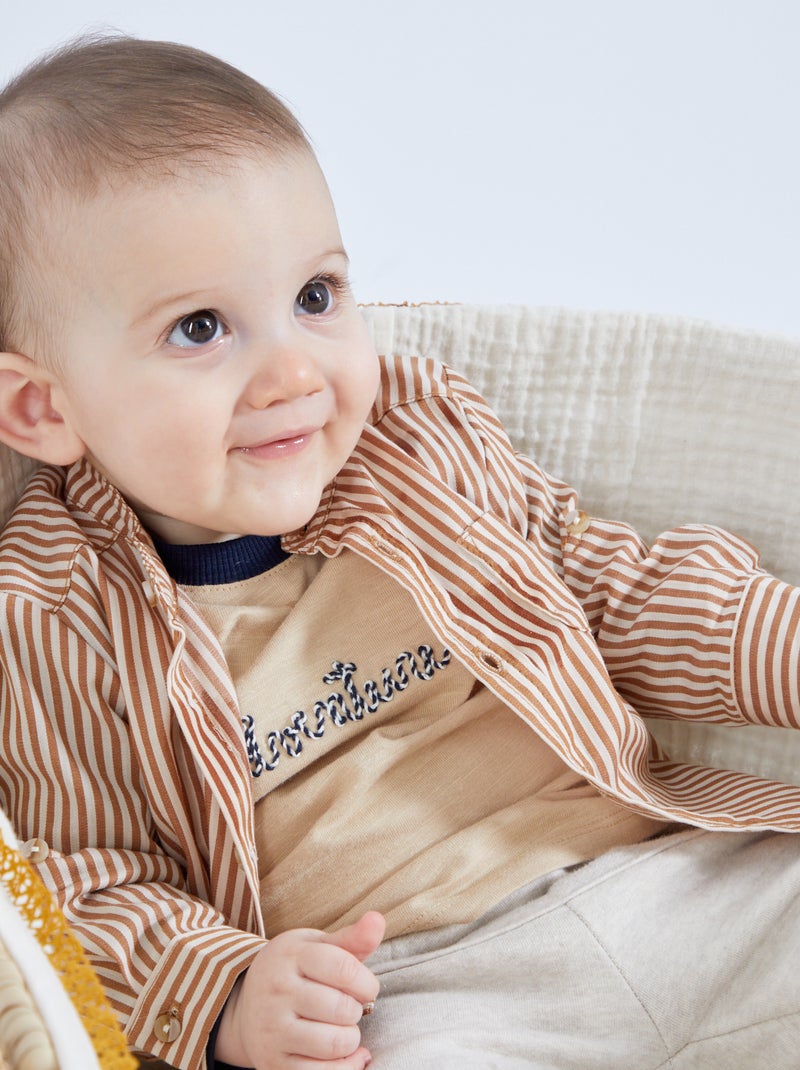 Camicia stampa vichy BEIGE - Kiabi